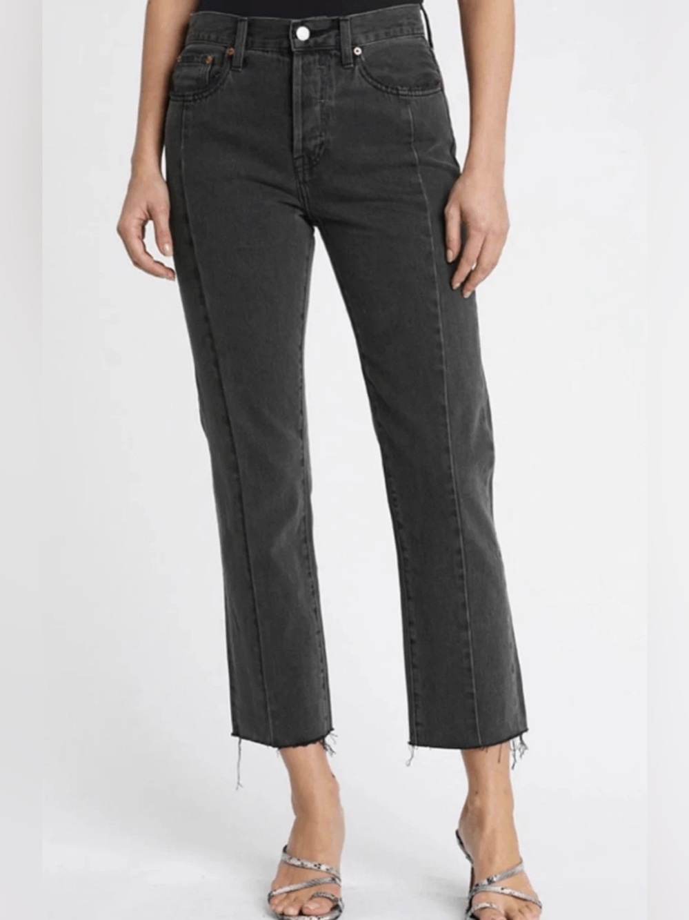 NWT Pistola Asher High Rise Seam Front Raw Hem Jeans in Asher Grey Size 28